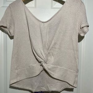 Waffle texture tie back tee